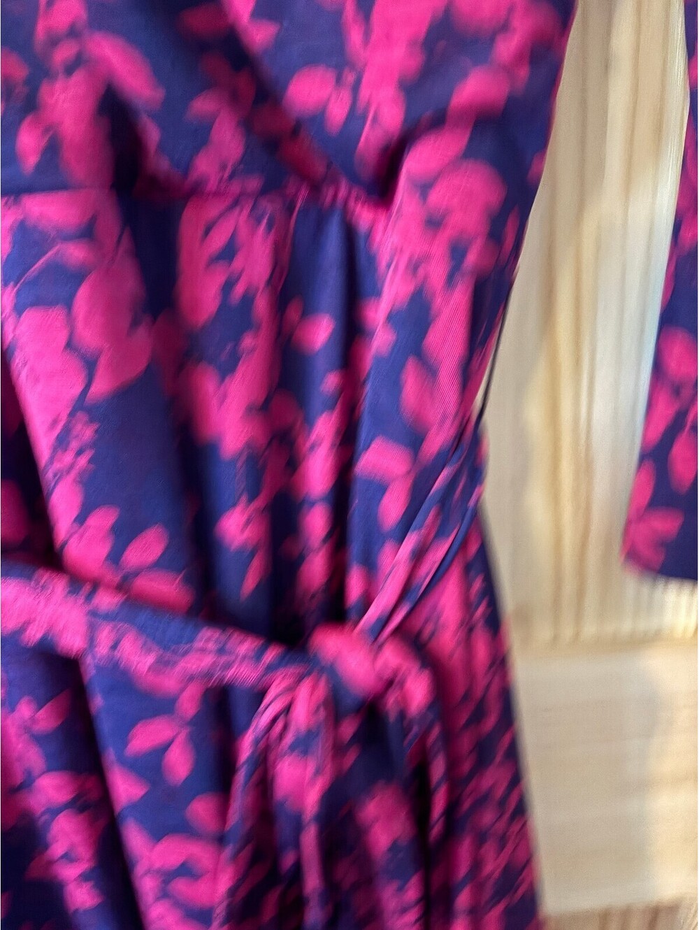 41 Hawthorn Large Navy Blue and Pink Floral Wrap Dress with Belt - Picture 2 of 9
